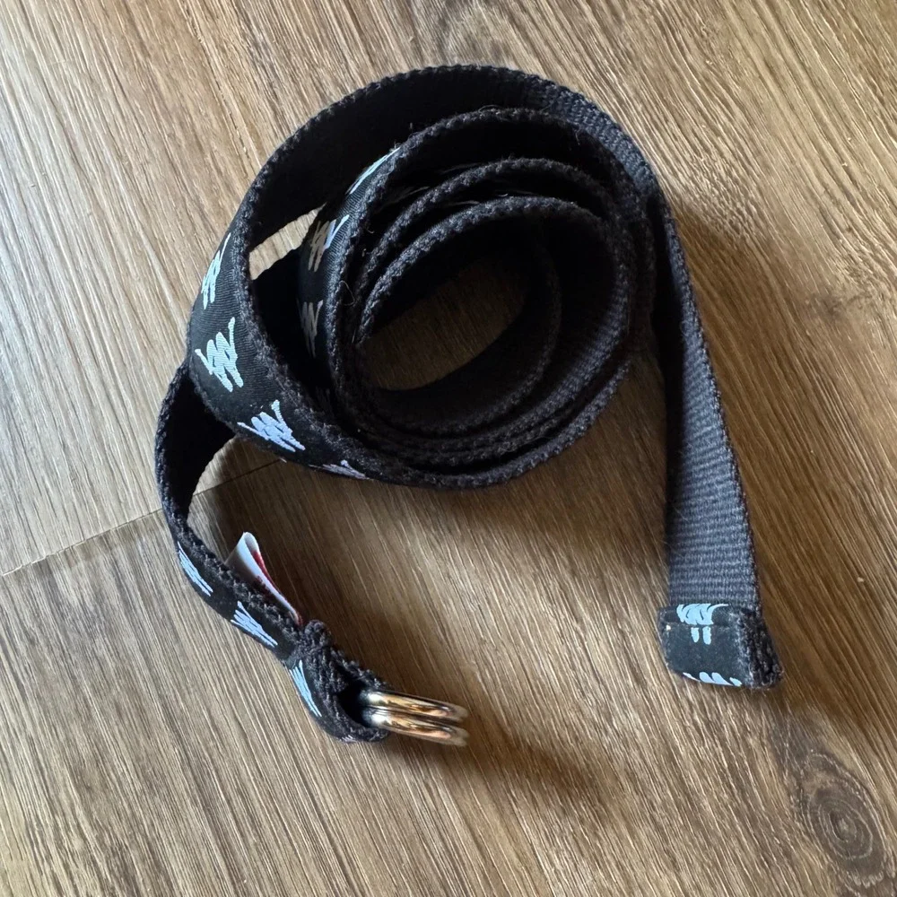 Kappa 222 banda Belt Men's D-Ring Webbing Logo Tape Streetwear Black Size 130 XL